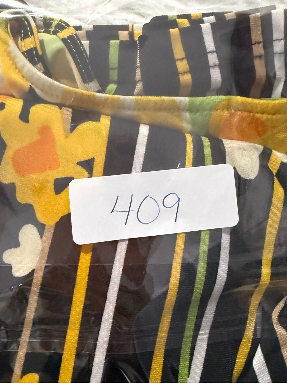 Bob Mackie Wearable Art Womens 1X Floral Stripe Tunic Top Yellow 3/4 Sleeve NWT - Picture 8 of 8